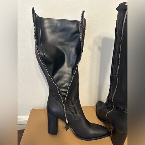 Sylven New York straps tall leather boot in black Sz 11, new in box - Picture 8 of 13